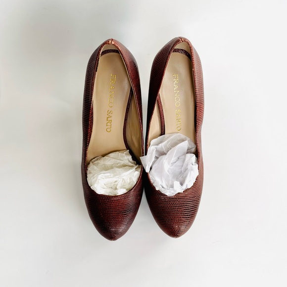 Franco Sarto Women's "Cicero" Snakeskin 4" Heeled Pumps Brown 6M US - Picture 7 of 13